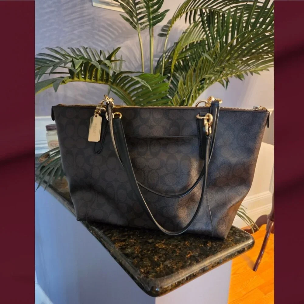 Coach Ava Signature Leather Zip Top Tote Bag - Picture 4 of 11